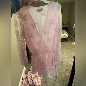 Stunning pink lace romper